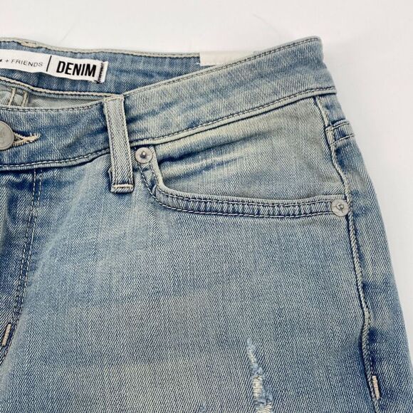 Lovers + Friends Ricky Mid -Rise Skinny Jeans Distressed Faded Step Hem Blue Siz - Picture 7 of 15